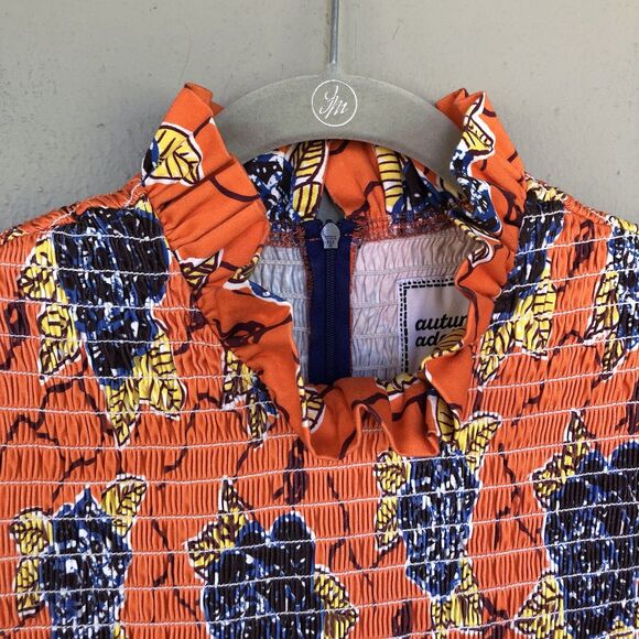 Autumn Adeigbo Dress Women 4 Smocked Floral Puff Sleeve Ruffle Boho Cottage Core - Picture 6 of 16